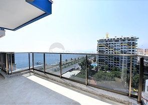 اطلالة بحرية مباشرة -شقة من تصميم غرفة وصالة ضمن مجمع سكني حديث في مهموتلار - الانيا 