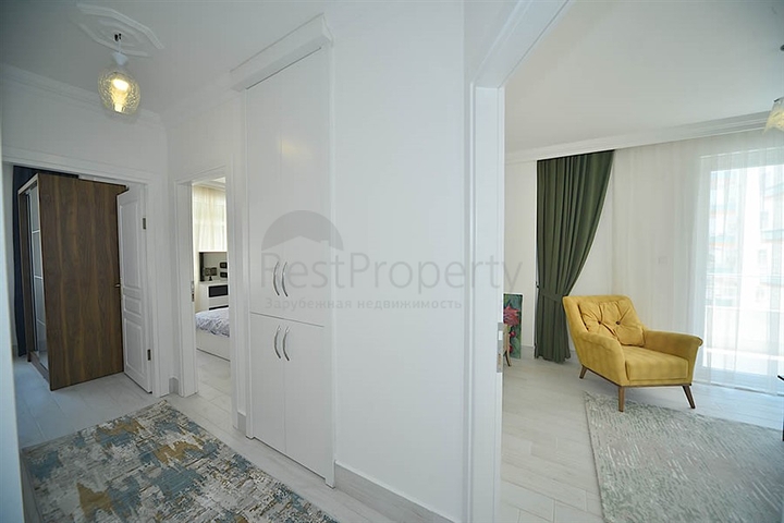 اول صف على البحر - شقة مؤثثة من تصميم غرفتين وصالة في مهموتلار / الانيا 