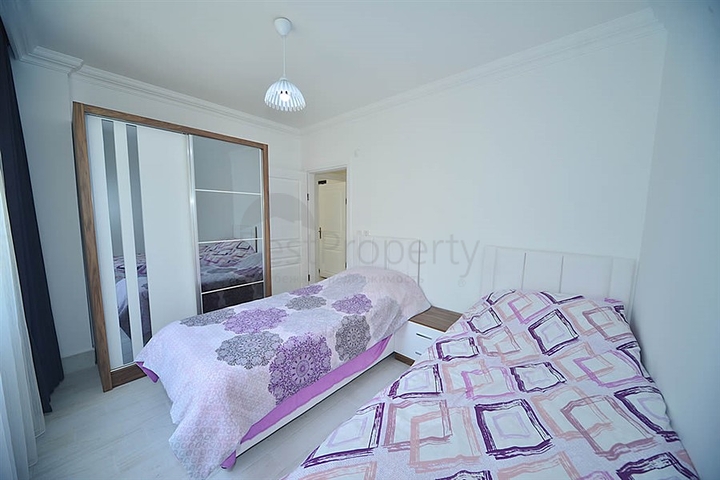 اول صف على البحر - شقة مؤثثة من تصميم غرفتين وصالة في مهموتلار / الانيا 