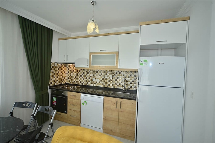 اول صف على البحر - شقة مؤثثة من تصميم غرفتين وصالة في مهموتلار / الانيا 