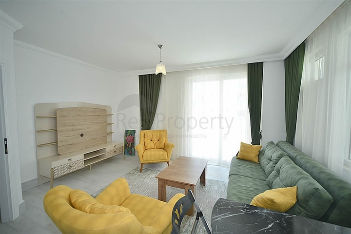 اول صف على البحر - شقة مؤثثة من تصميم غرفتين وصالة في مهموتلار / الانيا 