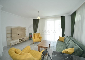 اول صف على البحر - شقة مؤثثة من تصميم غرفتين وصالة في مهموتلار / الانيا 