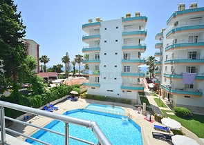 اول صف على البحر - شقة مؤثثة من تصميم غرفتين وصالة في مهموتلار / الانيا 