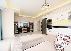 شقة غرفتين وصالة مفروشة ضمن مجمع سكني قريب من البحر في اوبا / الانيا 