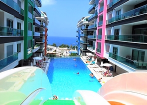 شقة غرفتين وصالة مفروشة ضمن مجمع فاخر في كارجي جاك / الانيا 