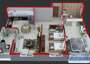شقة غرفة وصالة مفروشة ضمن مجمع جديد في مهموتلار / الانيا 