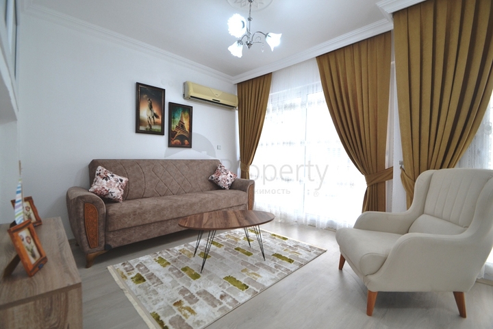 شقة غرفتين وصالة مؤثثة وباطلالة بحرية في مهموتلار  / الانيا 