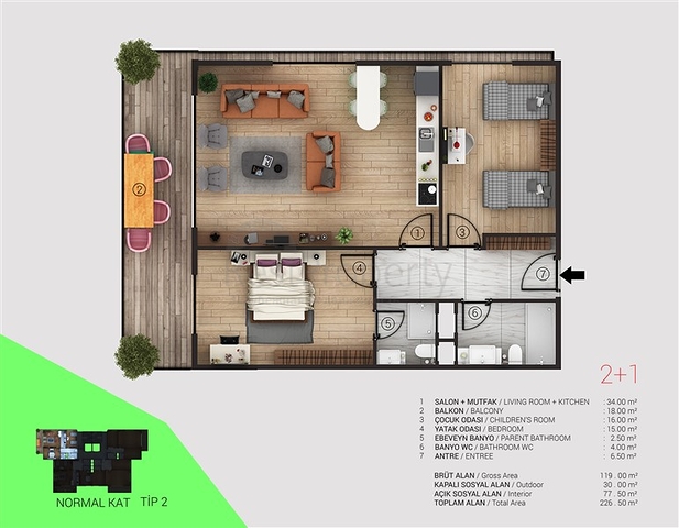 شقق عائلية ضمن مجمع سكني جديد في منطقة توسمور المركزية / الانيا 