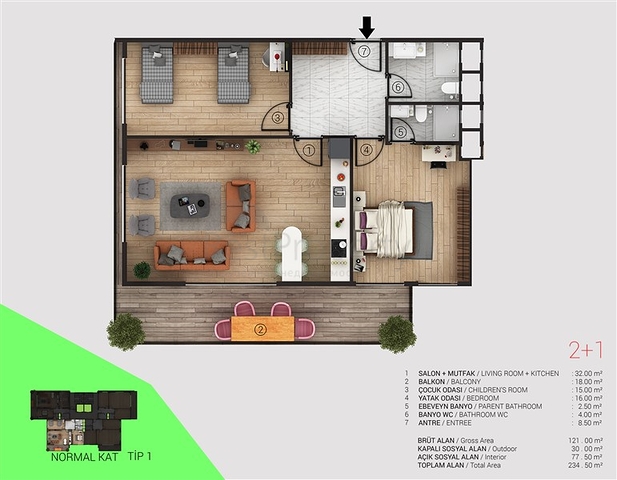 شقق عائلية ضمن مجمع سكني جديد في منطقة توسمور المركزية / الانيا 