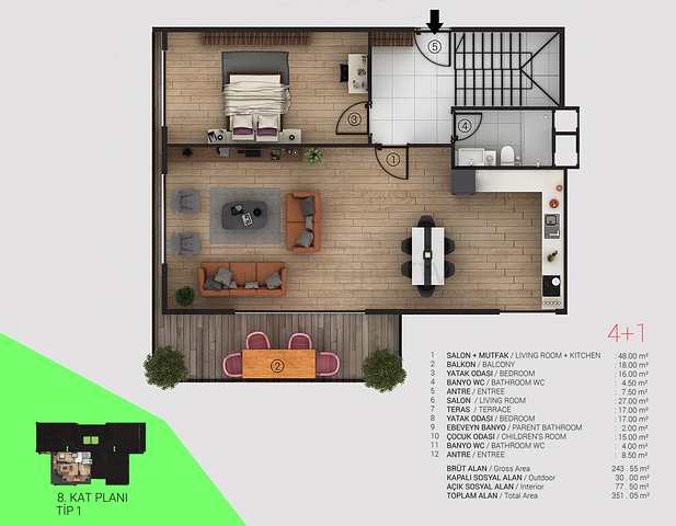 شقق عائلية ضمن مجمع سكني جديد في منطقة توسمور المركزية / الانيا 