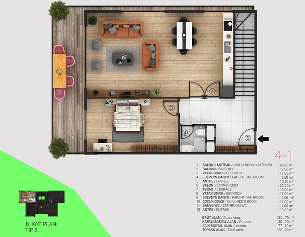 شقق عائلية ضمن مجمع سكني جديد في منطقة توسمور المركزية / الانيا 