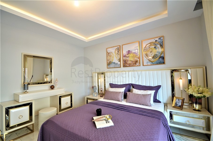 شقة فاخرة من تصميم  غرفة وصالة مؤثثة ضمن مجمع خمس نجوم في مهموتلار / الانيا 