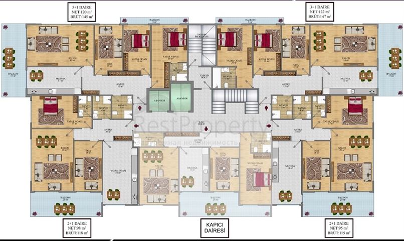شقق عائلية ضمن مجمع خمس نجوم في مهموتلار / الانيا 