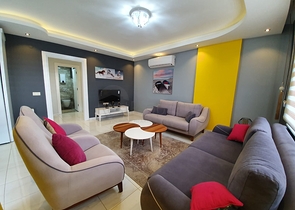 تصميم مميز - شقة مفروشة - ضمن مجمع فاخر في مهموتلار/ الانيا 