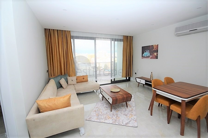 اطلالة بحر مباشرة - شقة غرفة وصالة  مؤثثة - ضمن مجمع 5 نجوم -  مهموتلار / الانيا 