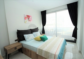 اطلالة بحر مباشرة - شقة غرفة وصالة  مؤثثة - ضمن مجمع 5 نجوم -  مهموتلار / الانيا 