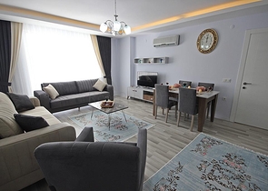 شقة غرفة وصالة مفروشة - ضمن مجمع سكني حديث - مهموتلار / الانيا 