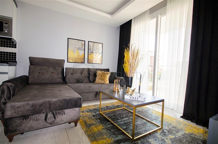 تصميم داخلي انيق - شقة غرفة وصالة ضمن مجمع سكني - مهموتلار / الانيا 