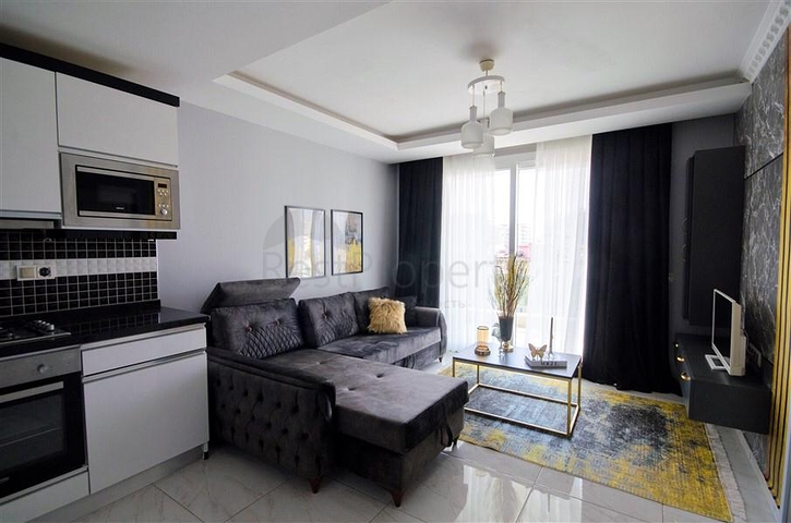 تصميم داخلي انيق - شقة غرفة وصالة ضمن مجمع سكني - مهموتلار / الانيا 