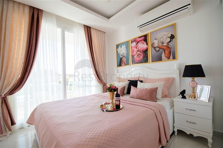 تصميم داخلي انيق - شقة غرفة وصالة ضمن مجمع سكني - مهموتلار / الانيا 