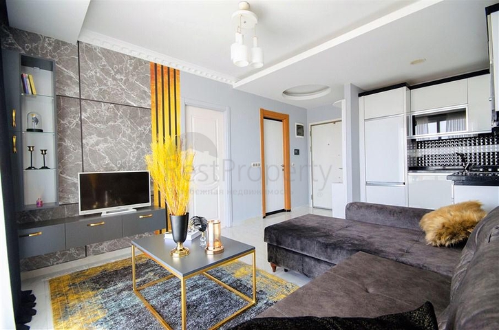 تصميم داخلي انيق - شقة غرفة وصالة ضمن مجمع سكني - مهموتلار / الانيا 