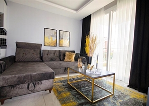 تصميم داخلي انيق - شقة غرفة وصالة ضمن مجمع سكني - مهموتلار / الانيا 