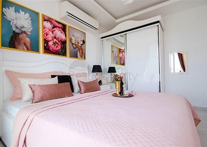 تصميم داخلي انيق - شقة غرفة وصالة ضمن مجمع سكني - مهموتلار / الانيا 