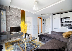 تصميم داخلي انيق - شقة غرفة وصالة ضمن مجمع سكني - مهموتلار / الانيا 