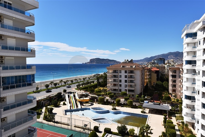 اطلالة بحر - مجمع فاخر اول صف على البحر - شقة مفروشة 2 غرفة وصالة - توسمور / الانيا 