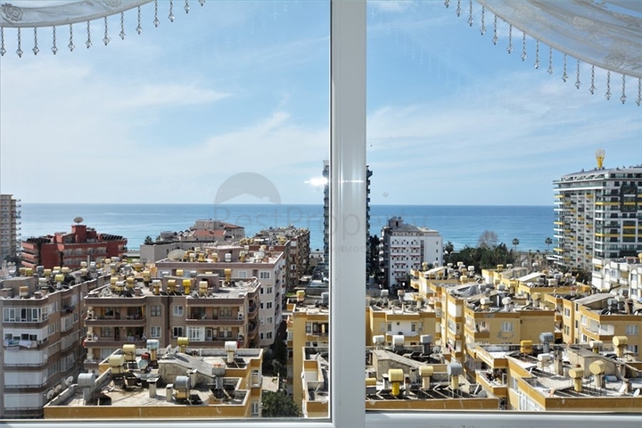 اطلالة بحر رائعة - طابق مرتفع - شقة مفروشة غرفة وصالة في مهموتلار / الانيا 