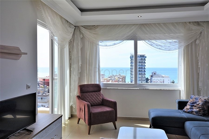 اطلالة بحر رائعة - طابق مرتفع - شقة مفروشة غرفة وصالة في مهموتلار / الانيا 