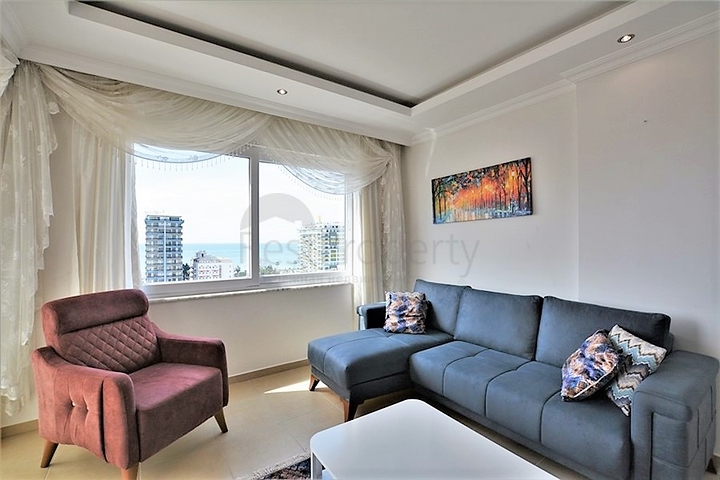 اطلالة بحر رائعة - طابق مرتفع - شقة مفروشة غرفة وصالة في مهموتلار / الانيا 