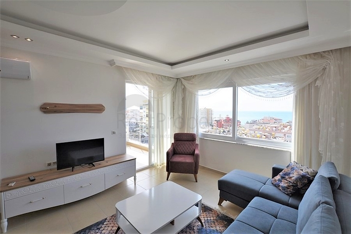 اطلالة بحر رائعة - طابق مرتفع - شقة مفروشة غرفة وصالة في مهموتلار / الانيا 