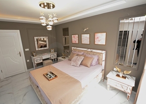 تصميم فاخر - طابق مرتفع - شقة غرفتين وصالة مفروشة - مهموتلار / الانيا 