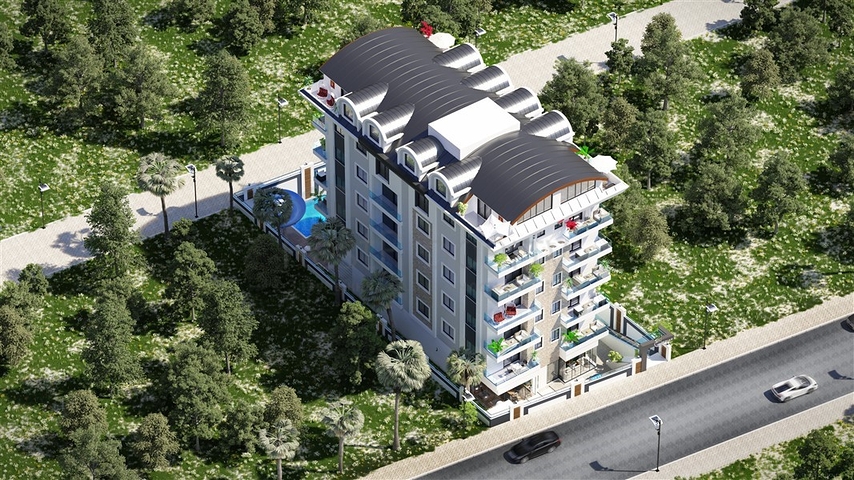 بالاقساط - شقق ضمن مجمع قيد الانشاء - يضم كافة الخدمات / مهموتلار / الانيا 