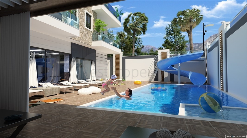 بالاقساط - شقق ضمن مجمع قيد الانشاء - يضم كافة الخدمات / مهموتلار / الانيا 