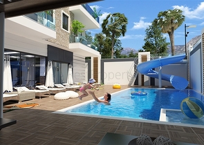 بالاقساط - شقق ضمن مجمع قيد الانشاء - يضم كافة الخدمات / مهموتلار / الانيا 