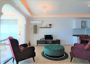 اطلالة مباشرة على البحر - شقة غرفتين وصالة مفروشة - مهموتلار / الانيا 