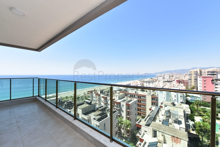 اطلالة بحر مباشرة - شقة طابق مرتفع -غرفتين وصالة -مجمع حديث /مهموتلار / الانيا 