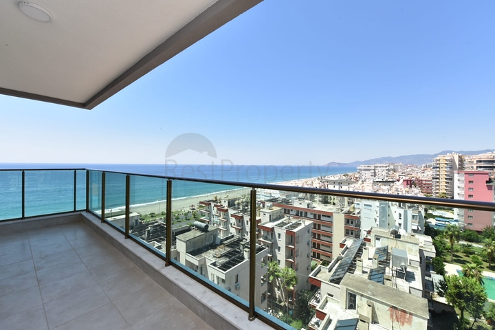 اطلالة بحر مباشرة - شقة طابق مرتفع -غرفتين وصالة -مجمع حديث /مهموتلار / الانيا 