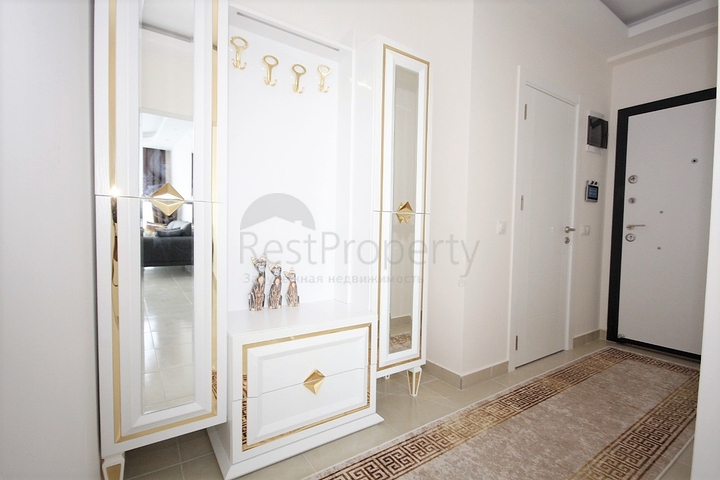 اطلالة بحر - شقة مفروشة ضمن مجمع حديث - تصميم 1+1 في مهموتلار /الانيا 