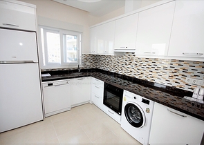 اطلالة بحر - شقة مفروشة ضمن مجمع حديث - تصميم 1+1 في مهموتلار /الانيا 