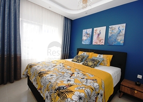 اطلالة بحر - شقة مفروشة ضمن مجمع حديث - تصميم 1+1 في مهموتلار /الانيا 