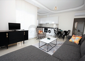 اطلالة بحر - شقة مفروشة ضمن مجمع حديث - تصميم 1+1 في مهموتلار /الانيا 