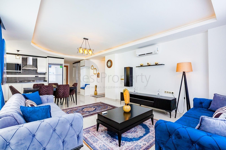 طابق مرتفع -اطلالة بحر - شقة مفروشة غرفتين وصالة - في مهموتلار / الانيا 