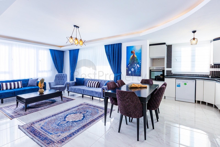 طابق مرتفع -اطلالة بحر - شقة مفروشة غرفتين وصالة - في مهموتلار / الانيا 