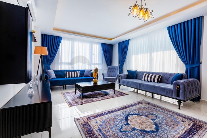 طابق مرتفع -اطلالة بحر - شقة مفروشة غرفتين وصالة - في مهموتلار / الانيا 