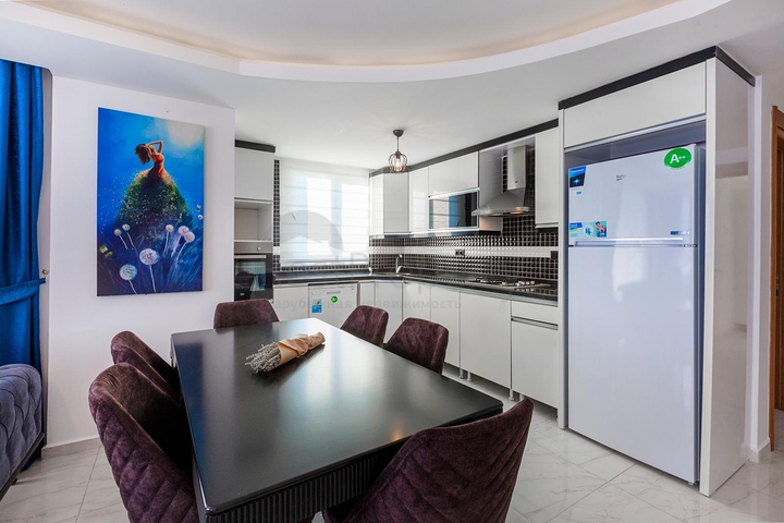 طابق مرتفع -اطلالة بحر - شقة مفروشة غرفتين وصالة - في مهموتلار / الانيا 