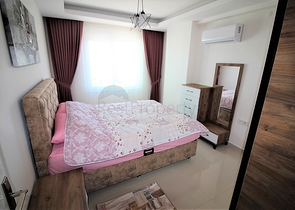 اطلالة بحر - شقة مفروشة - غرفة وصالة - بجانب الاسواق - في مهموتلار / الانيا