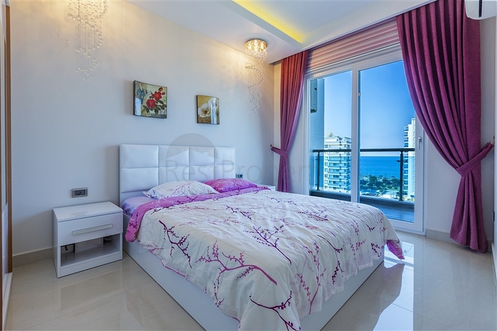 اطلالة بحر - شقة ضمن مجمع فاخر - تصميم 1+1 - في مهموتلار / الانيا 